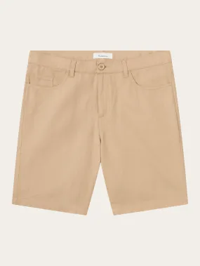 5-pocket cotton-linen blend twill shorts - Safari