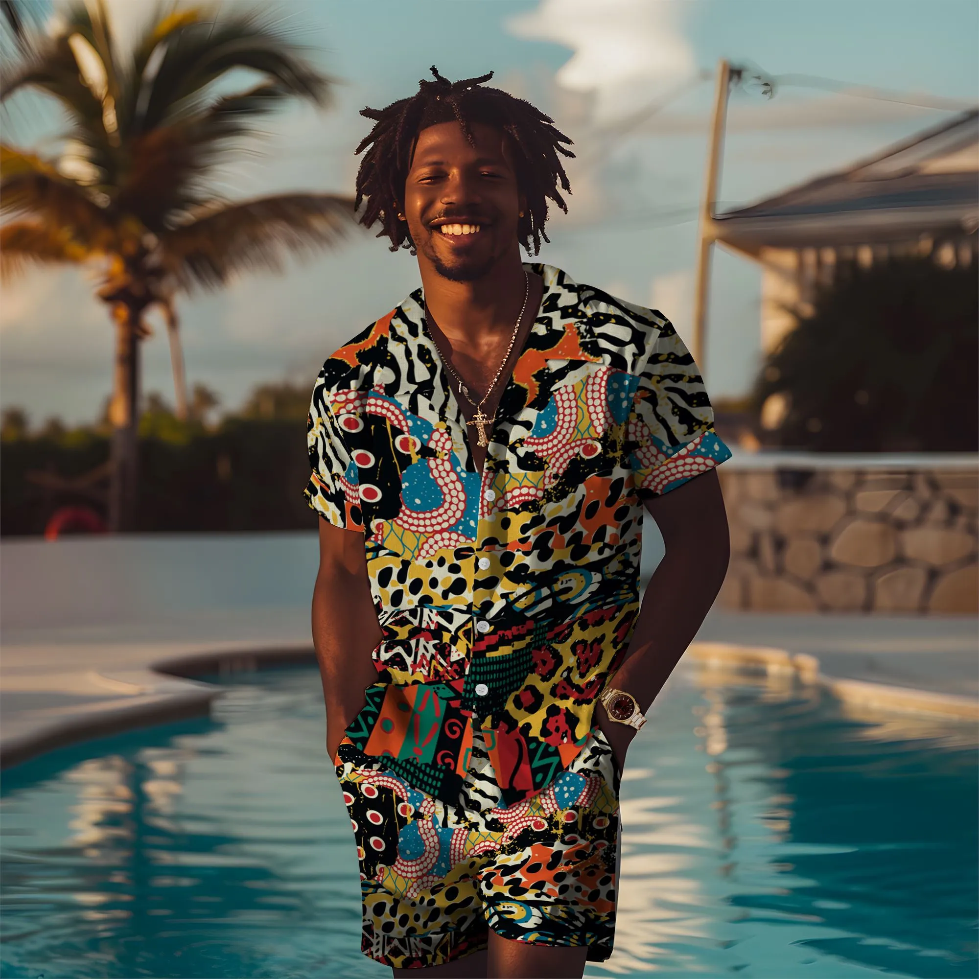 African Patchwork 2 Hawaiian Shirt And Shorts Set