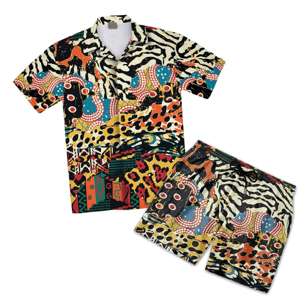 African Patchwork 2 Hawaiian Shirt And Shorts Set