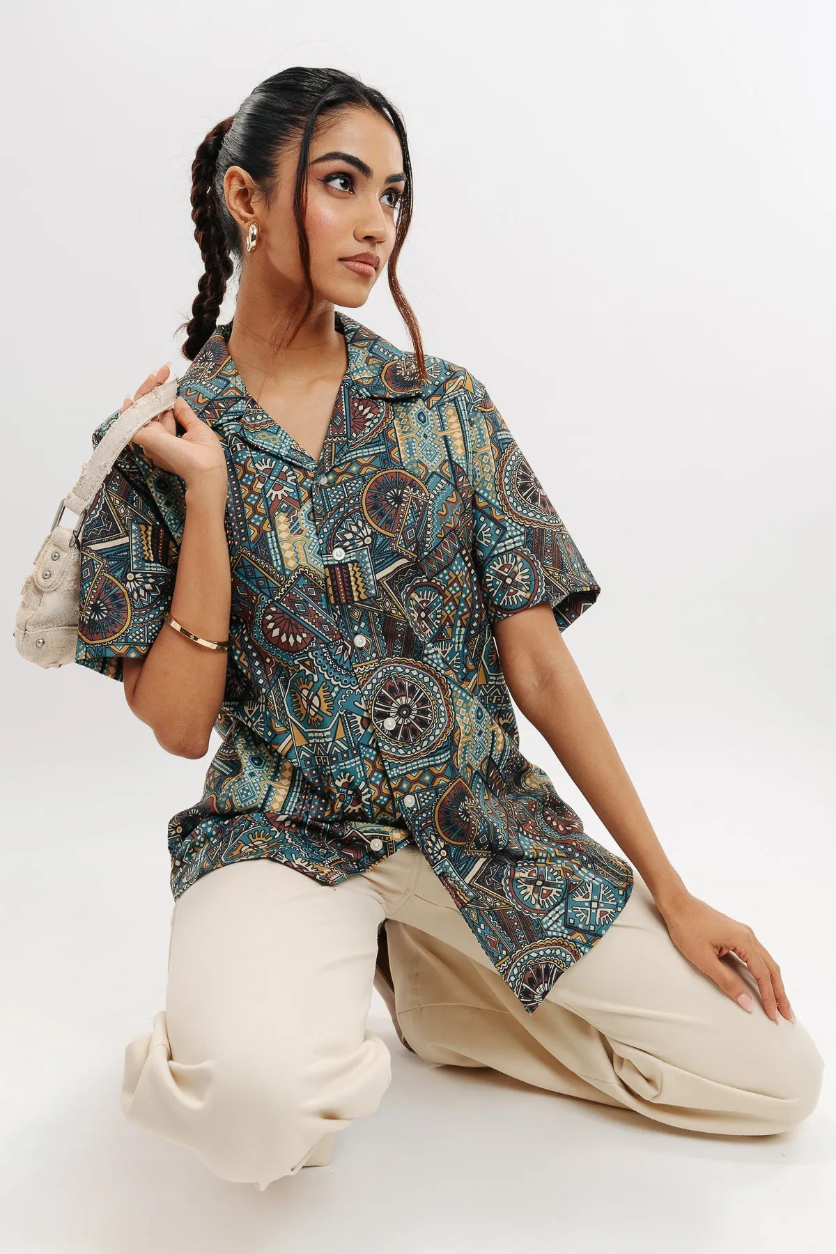 Ancient Print Women's Resort Shirt