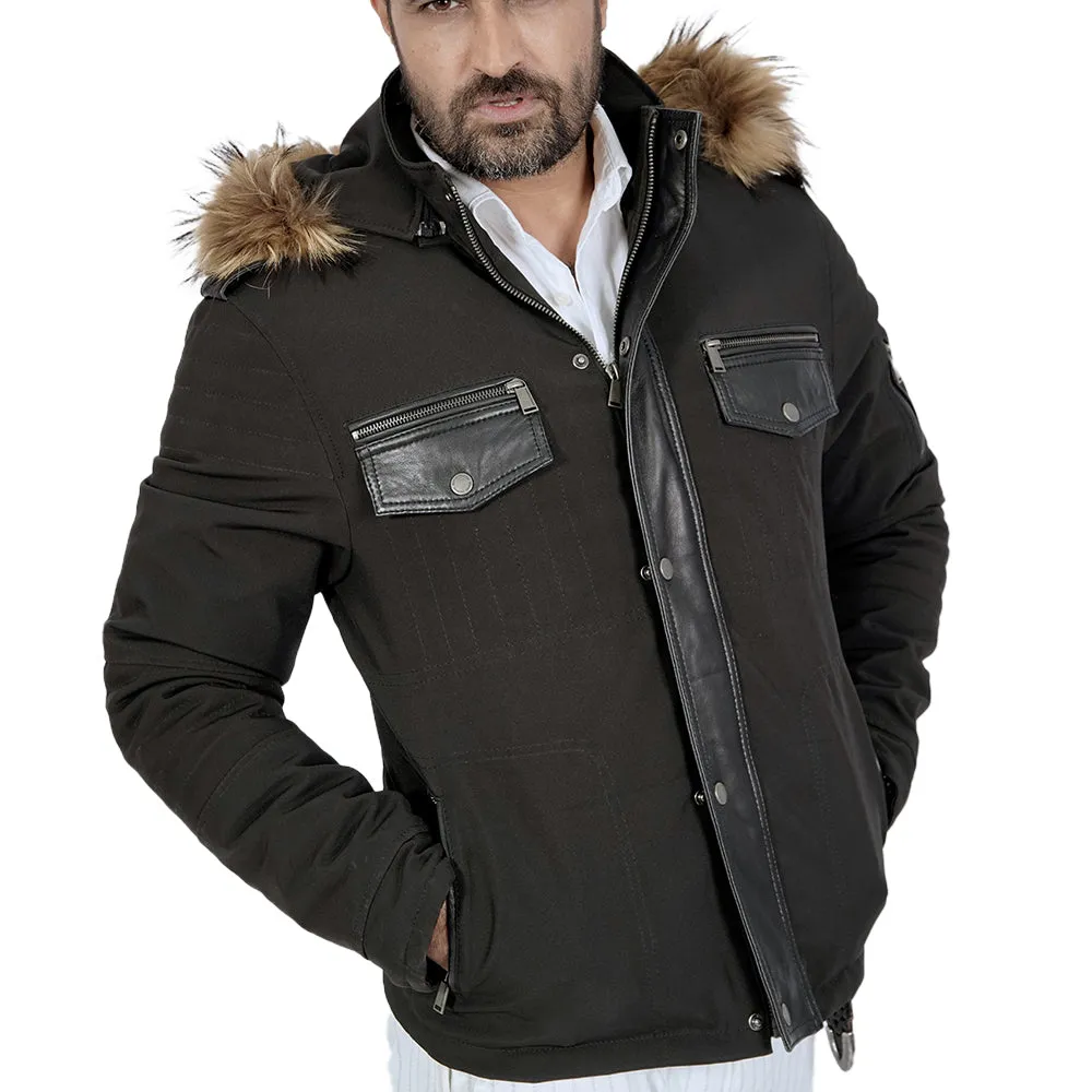 Anelka Faux Fur  Hooded Black Jacket