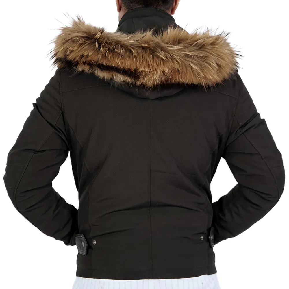 Anelka Faux Fur  Hooded Black Jacket