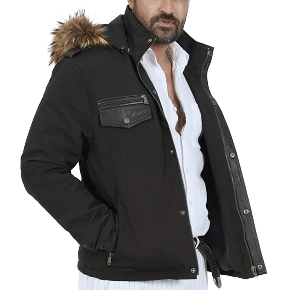 Anelka Faux Fur  Hooded Black Jacket