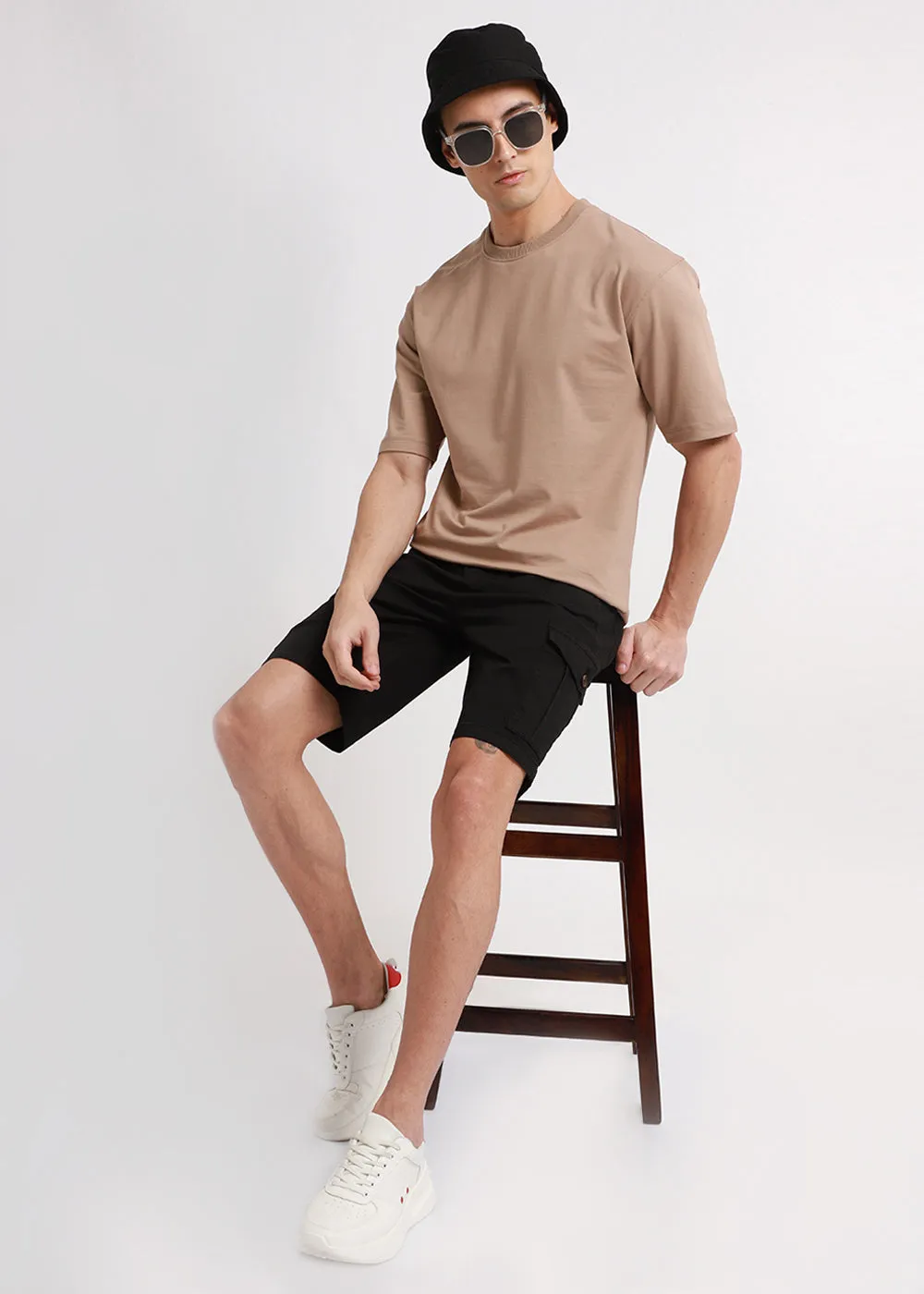 Asher Black Cotton Cargo Shorts