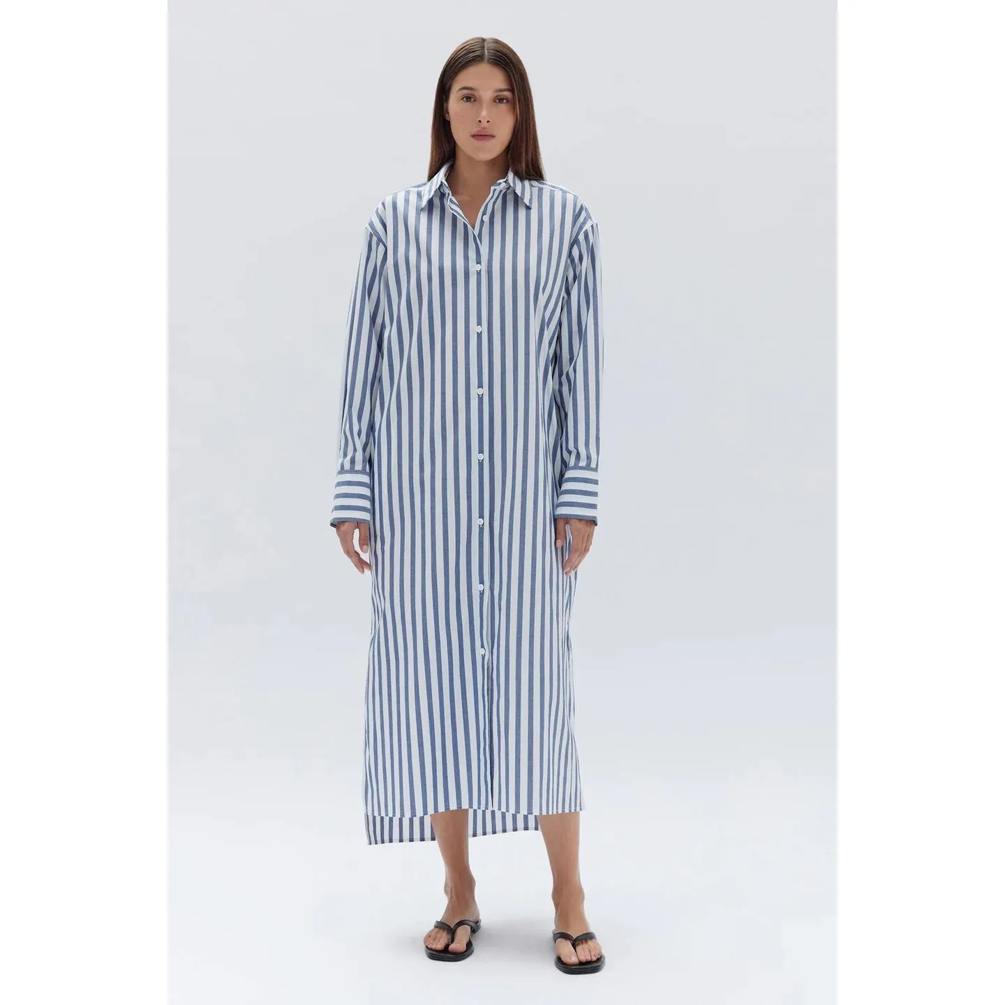 Assembly Label Marie Poplin Shirt Dress - Royal Stripe