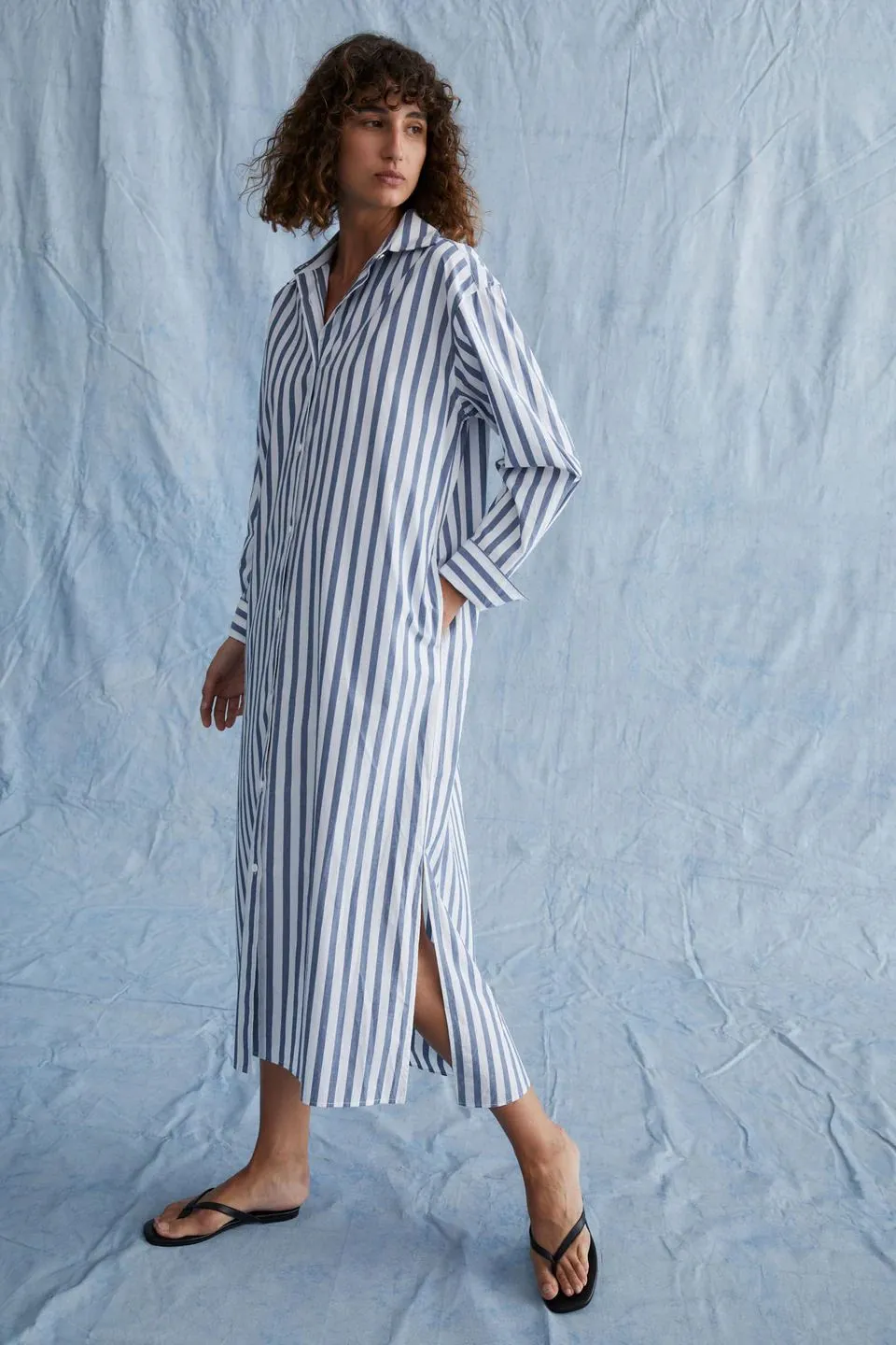 Assembly Label Marie Poplin Shirt Dress - Royal Stripe