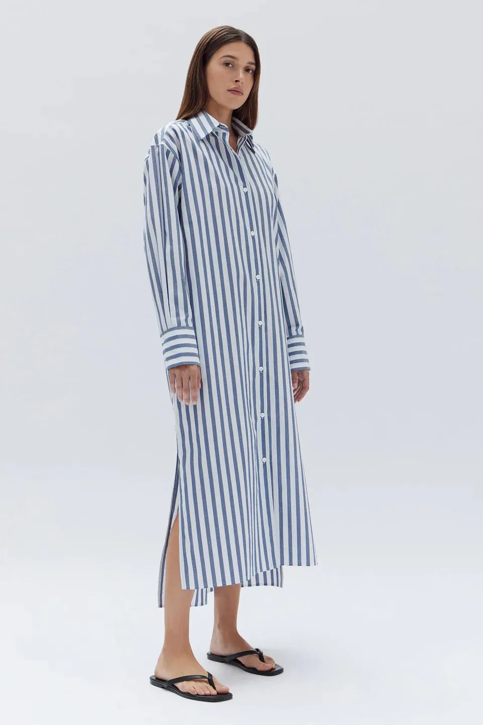 Assembly Label Marie Poplin Shirt Dress - Royal Stripe