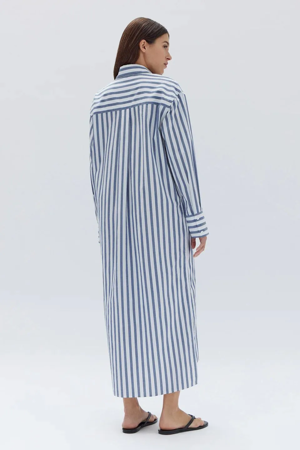 Assembly Label Marie Poplin Shirt Dress - Royal Stripe