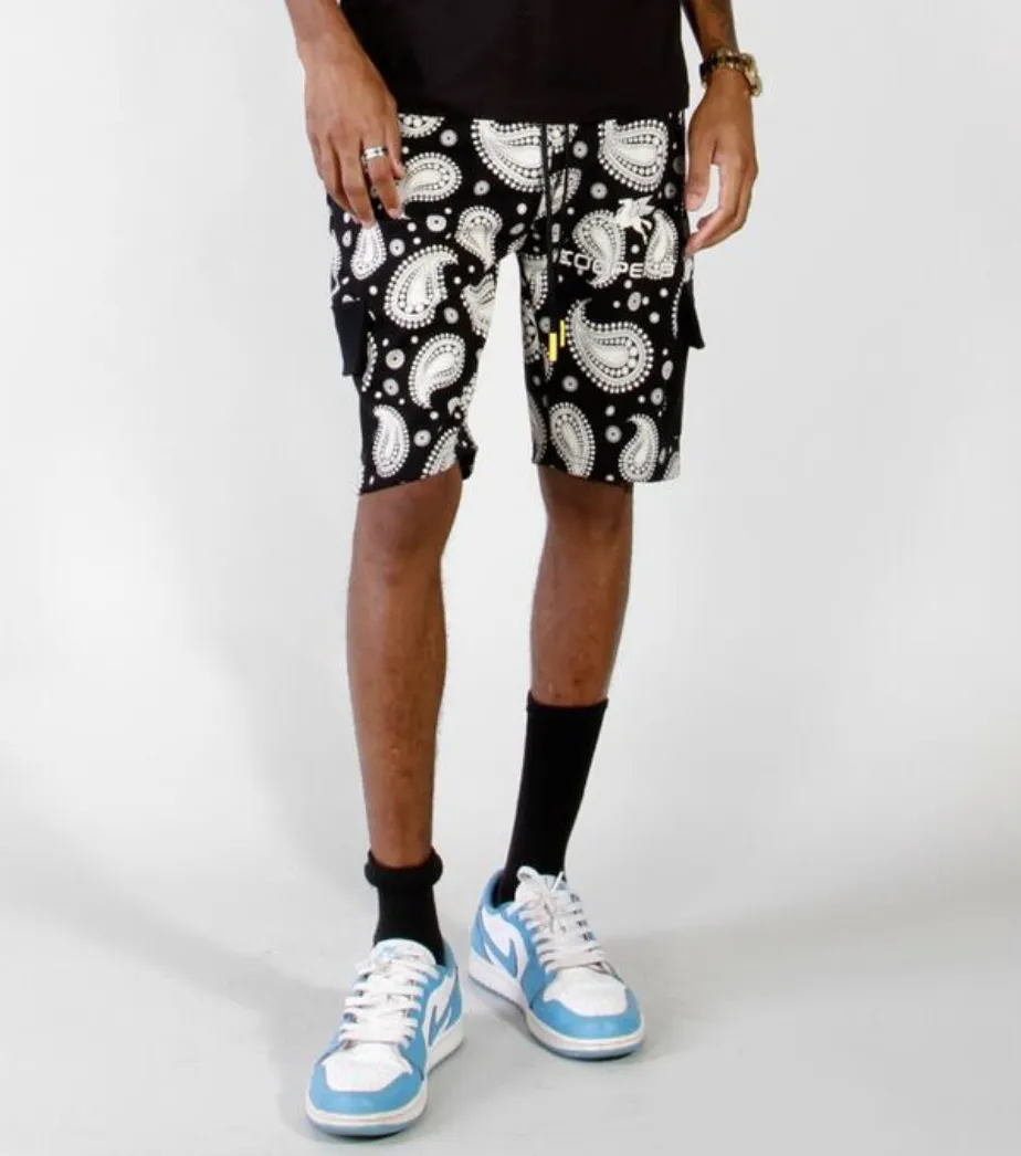 Bandana Cargo Shorts (Black) /C7