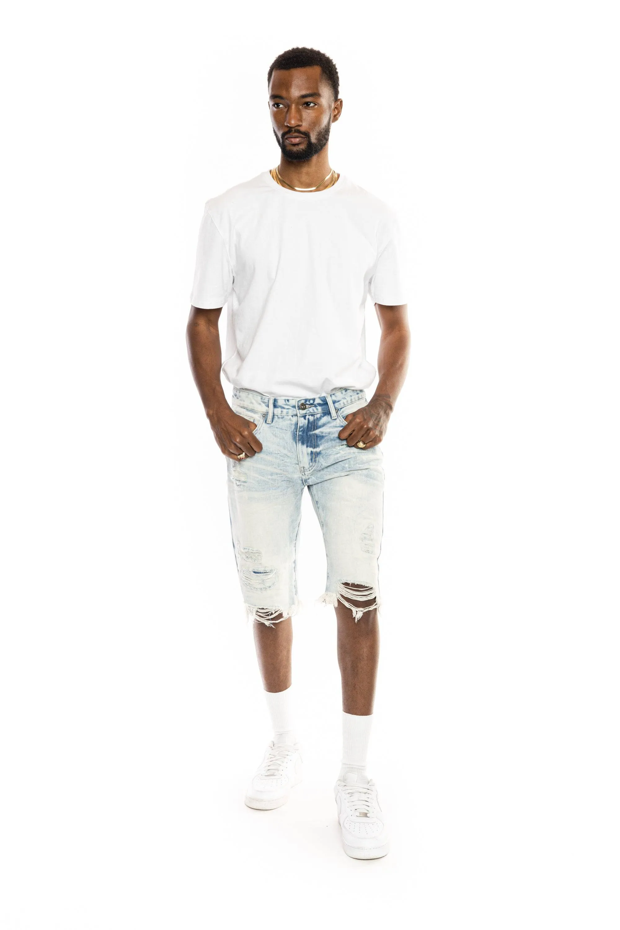 Basic Jean Shorts - Plaster Blue