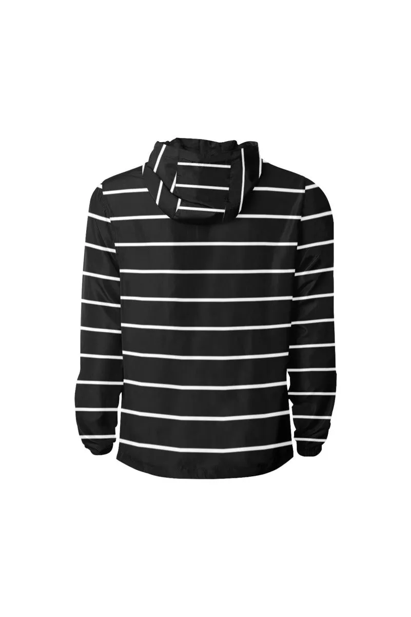 Black Striped All Over Print Quilted Windbreaker for Men (Model H35)