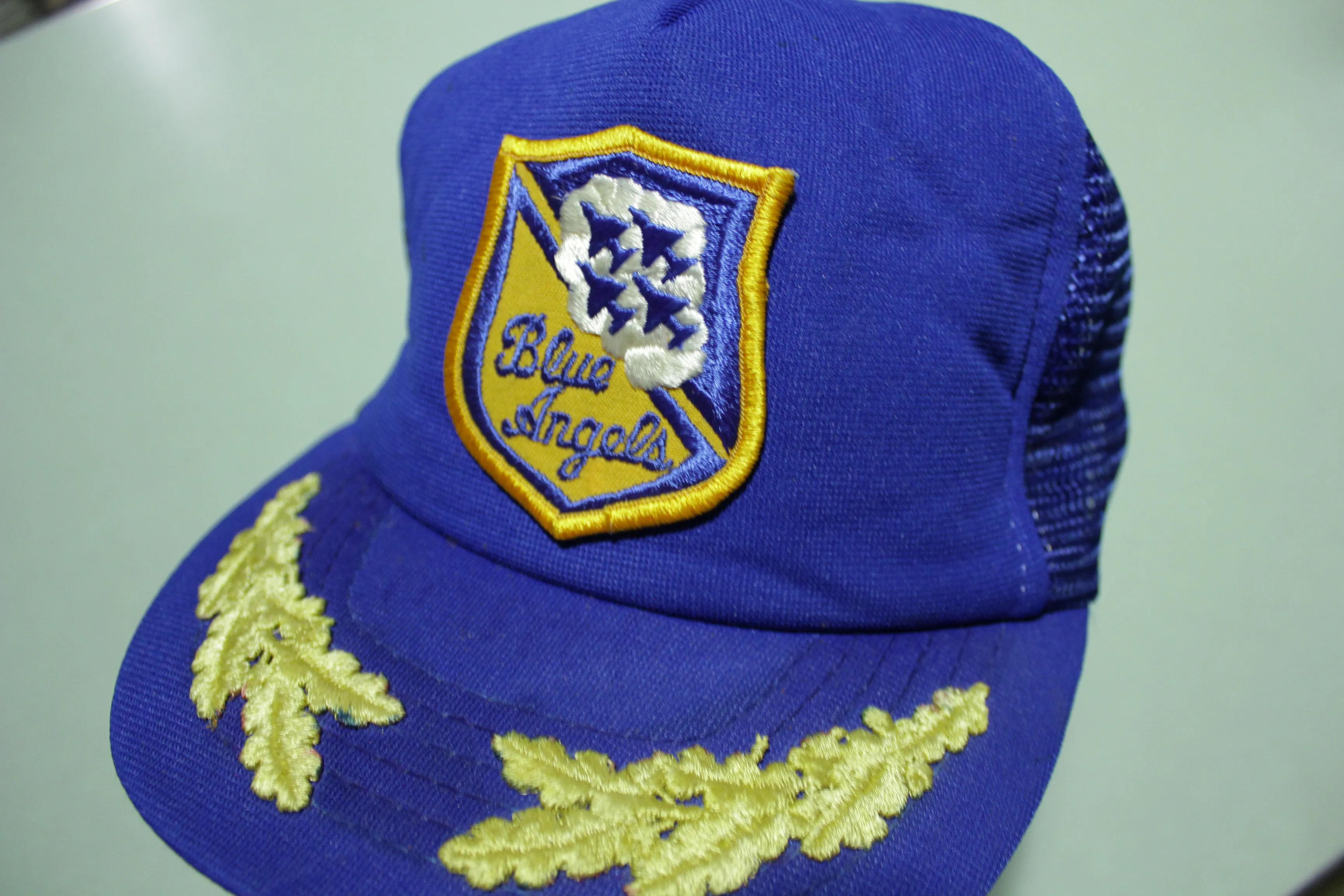 Blue Angels Jet Gold Leaf Sonic Boom Vintage 80's Adjustable Snap Back Trucker Hat