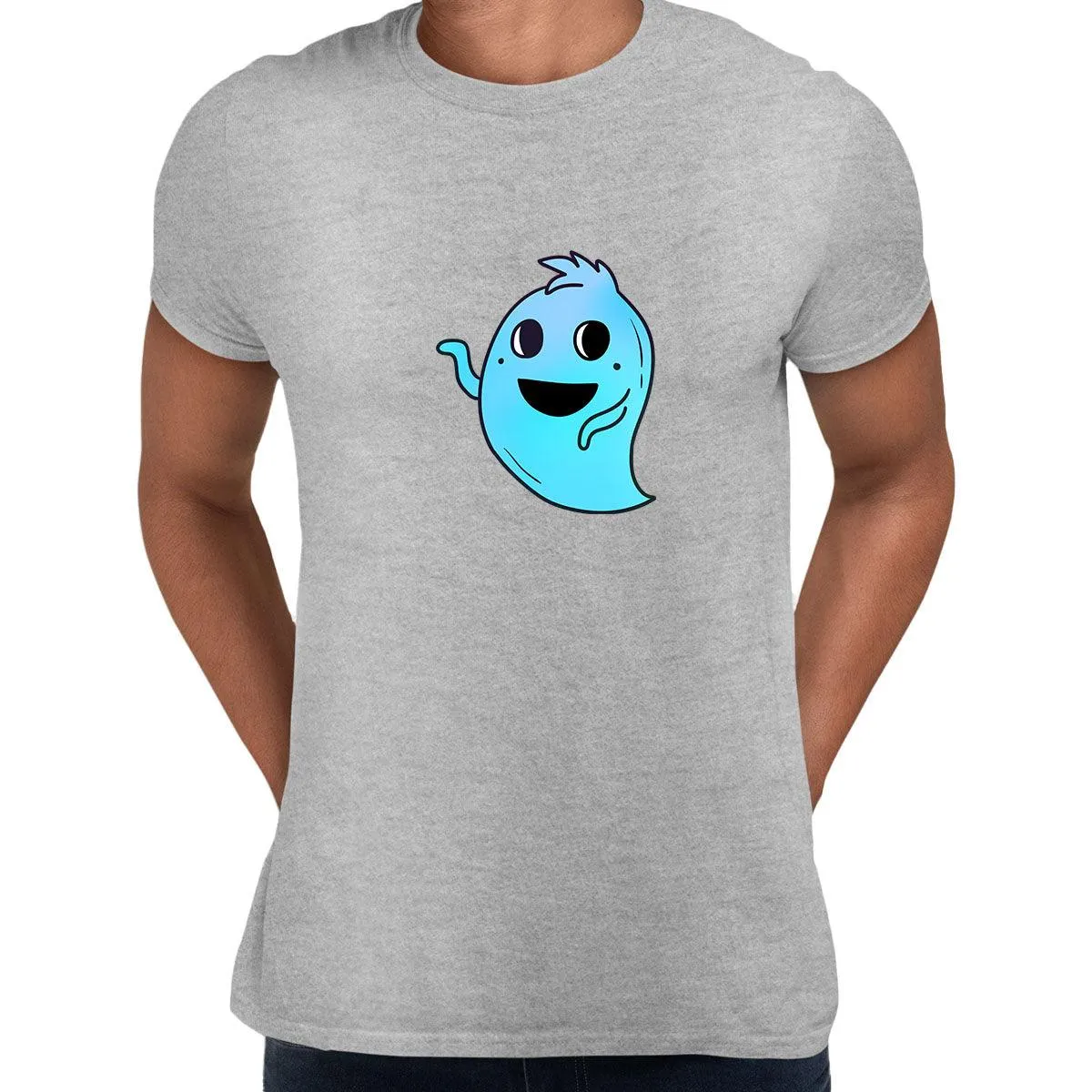 Blue Casper Friendly Monster Scary Eye Funny Gift Drawing Men Printed Unisex T-Shirt