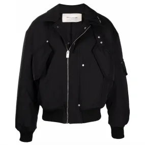 BOXY FLAP-POCKETS FLIGHT BOMBER JACKET - BLACK