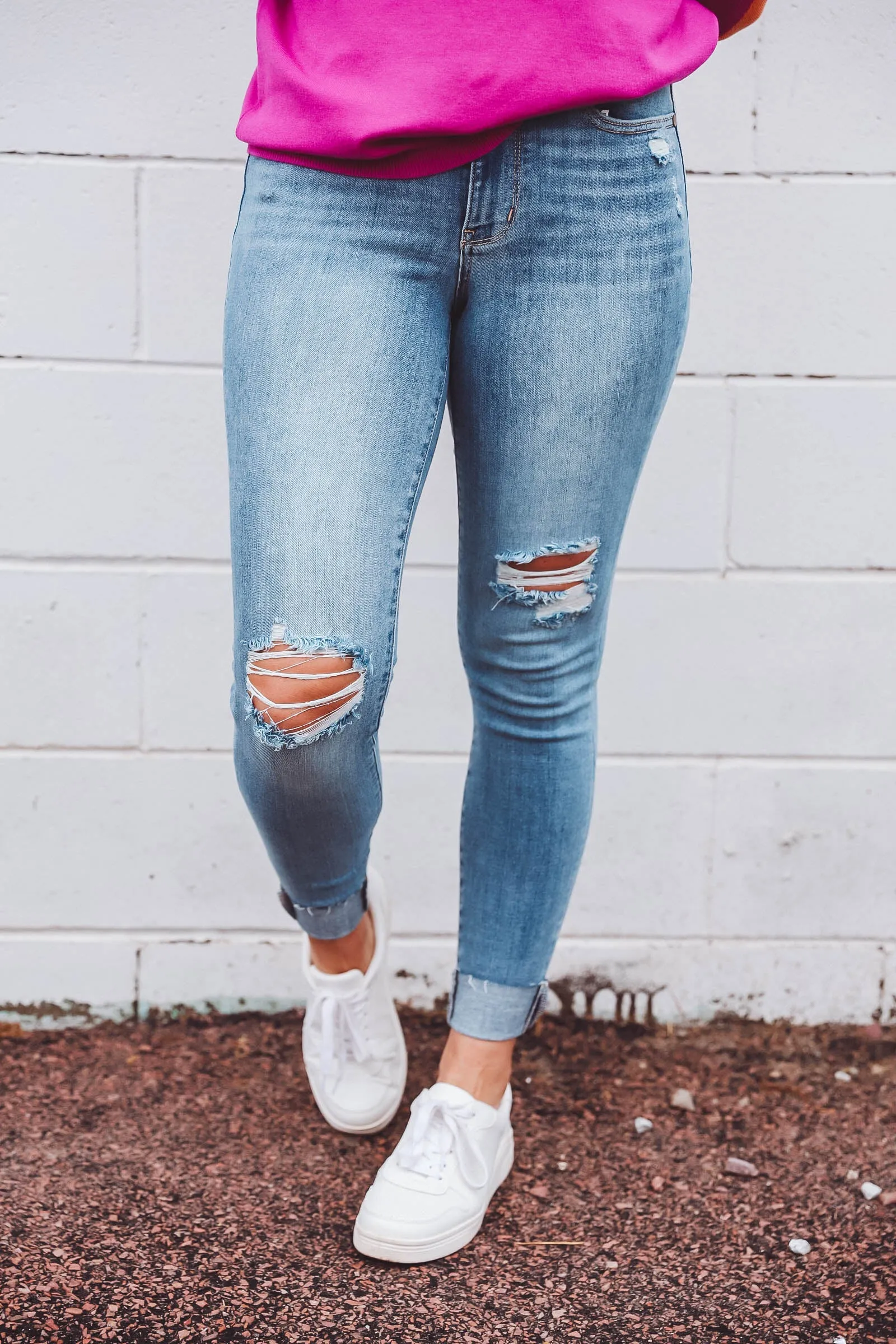 Carissa Mid Rise Cuffed Skinny Denim-Judy Blue