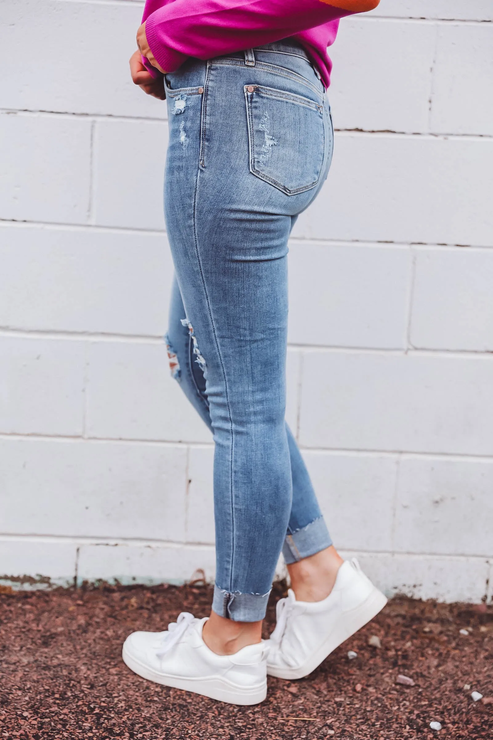 Carissa Mid Rise Cuffed Skinny Denim-Judy Blue