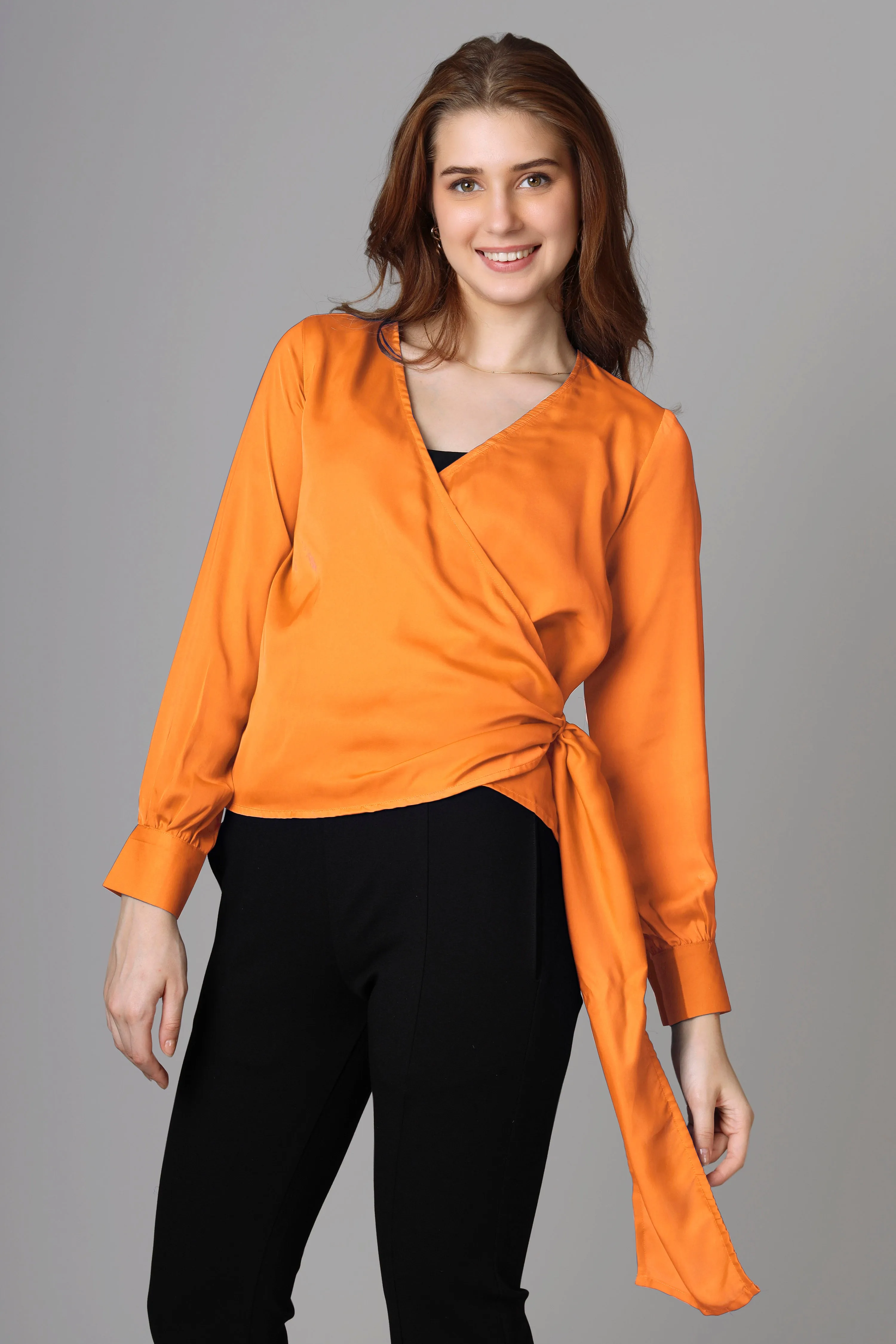 Classic Plain Orange Top For Women