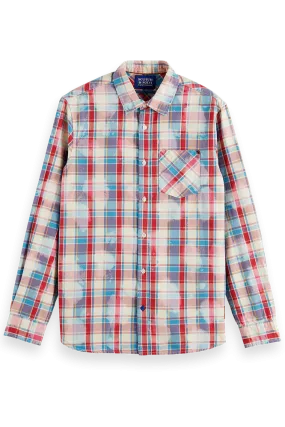 Denim Washed Checked Workwear | Amp Red Check