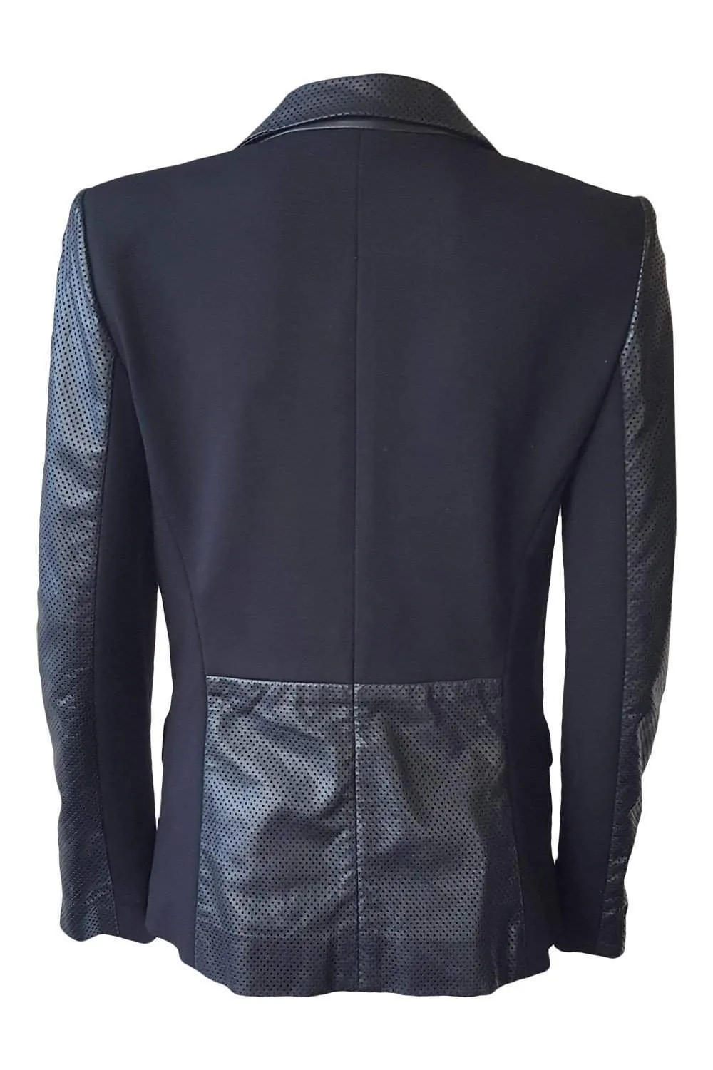 DKNY Black Lambskin Leather Perforated Blazer (4)