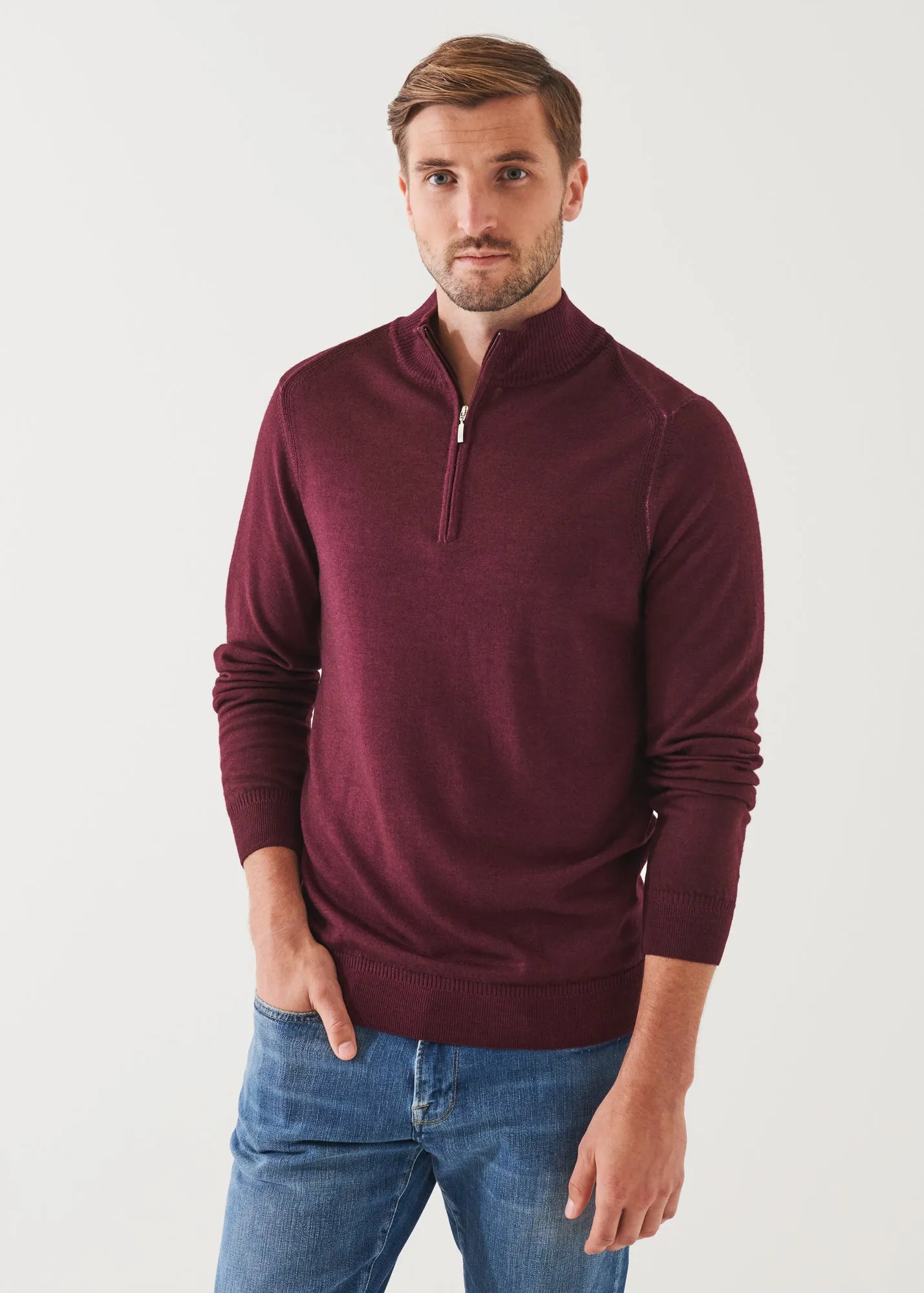 EXTRA-FINE MERINO COLD DYE QUARTER ZIP