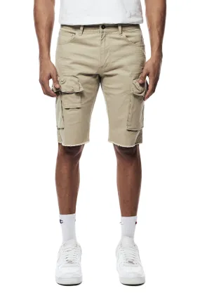 Garment Washed Twill Cargo Shorts - Sand