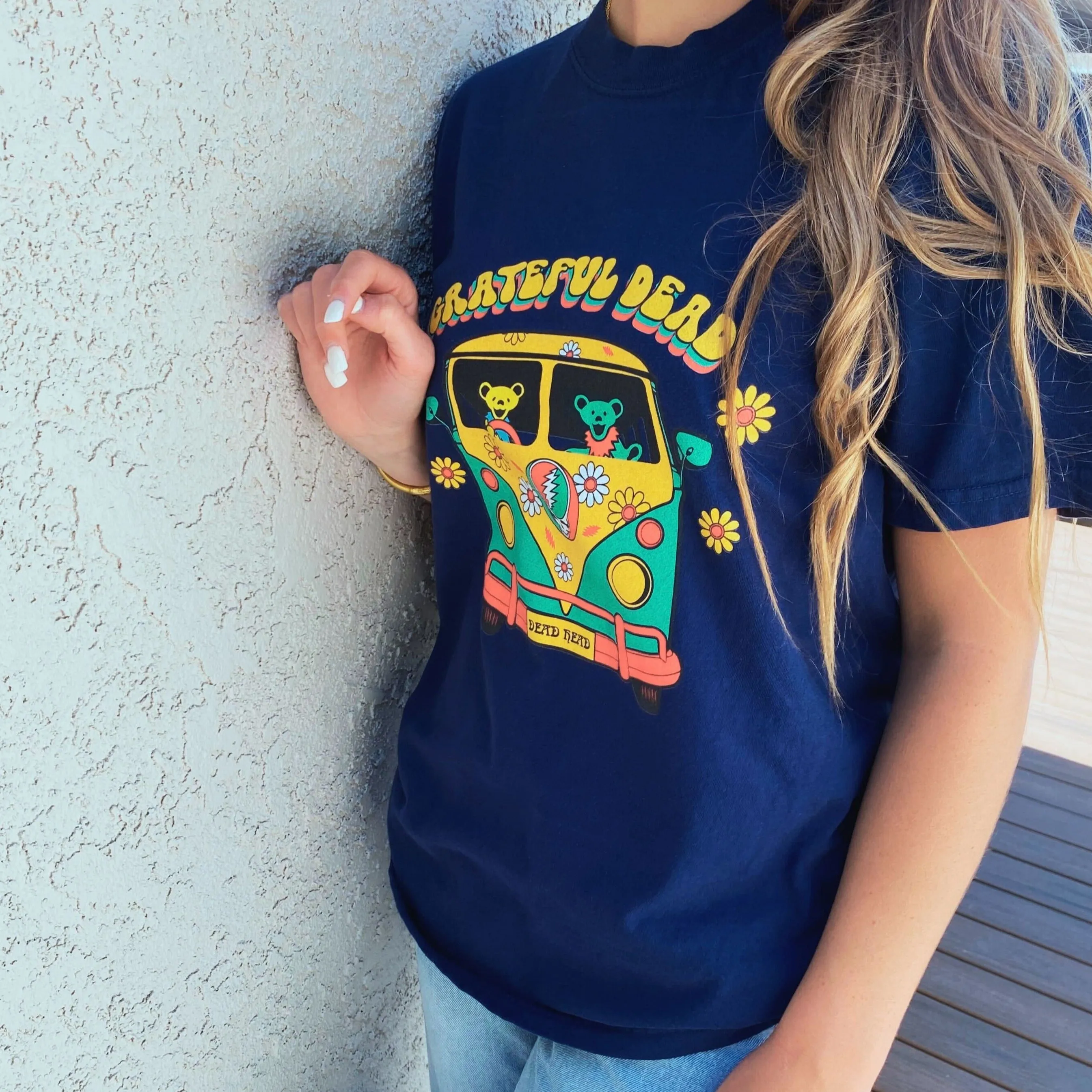 Grateful Dead | Pigment Dye Oversize Cotton Tee | Get On The Bus Womens Tee