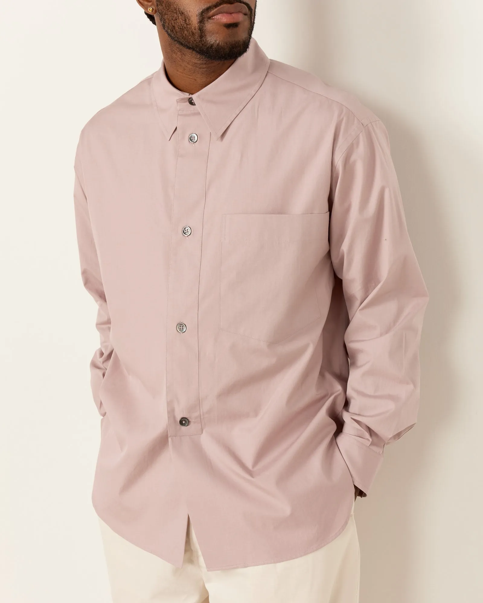 Dusty Pink Half Placket Shirt - Enhanced Title