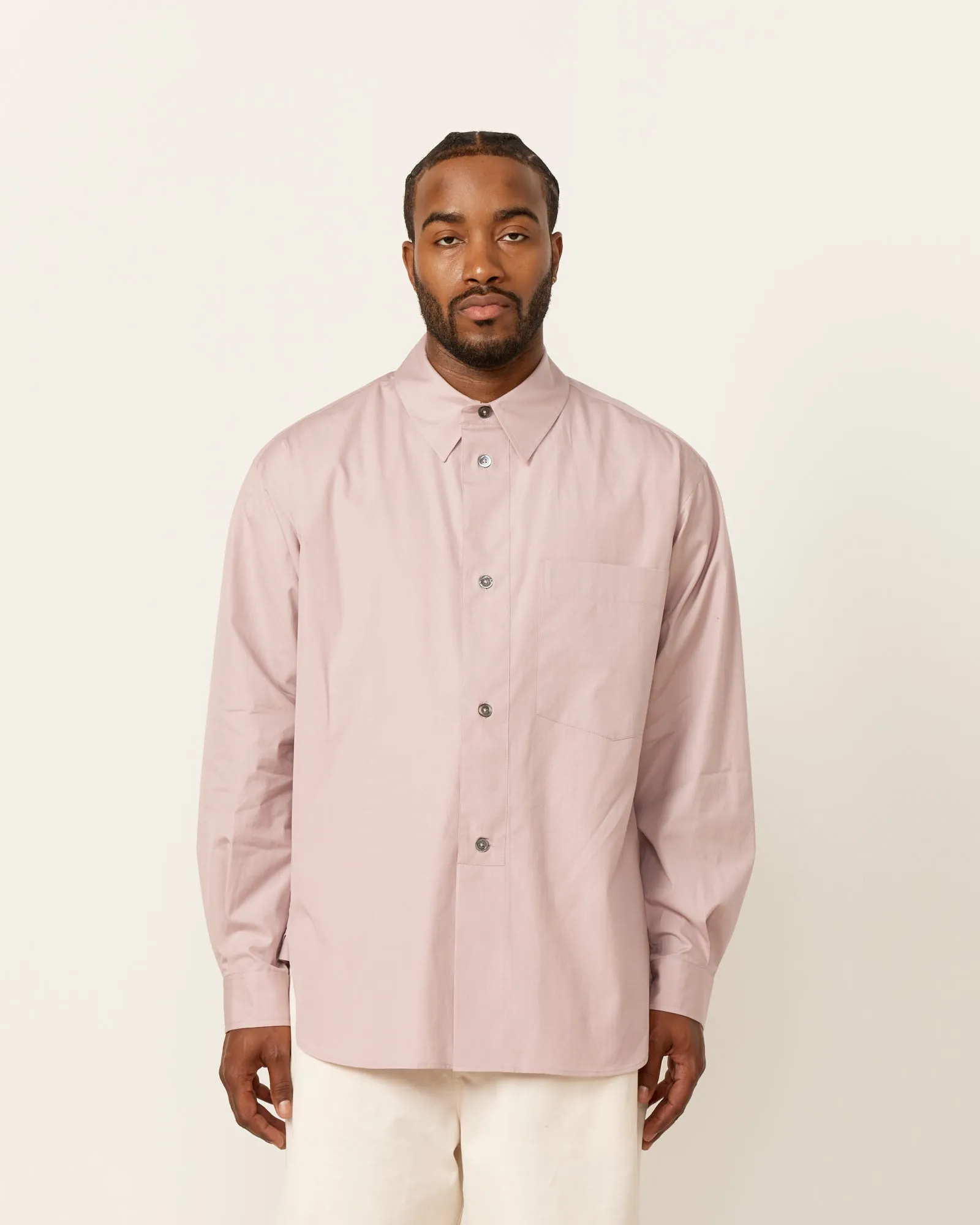 Dusty Pink Half Placket Shirt - Enhanced Title