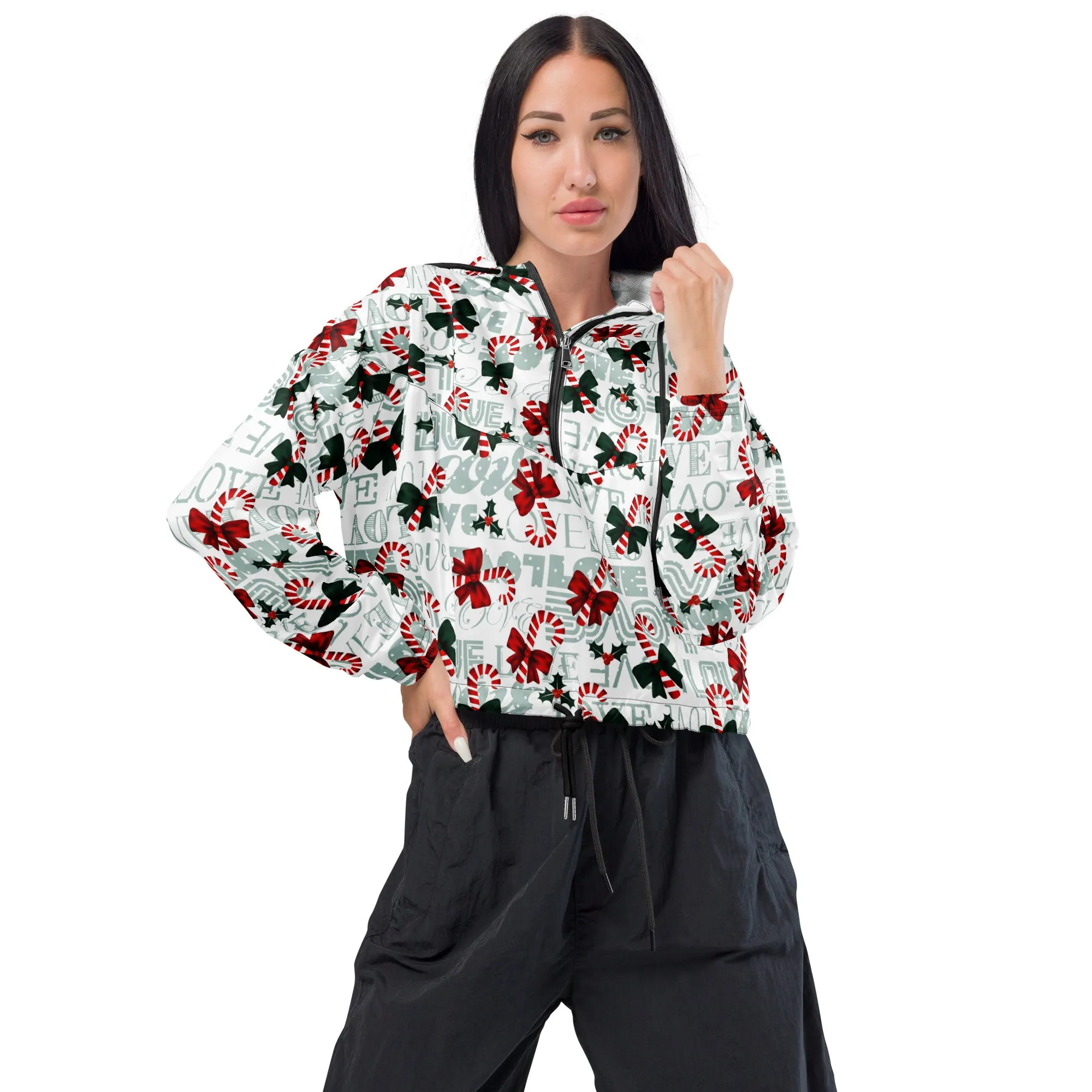 Happy Holidays Women’s cropped windbreaker