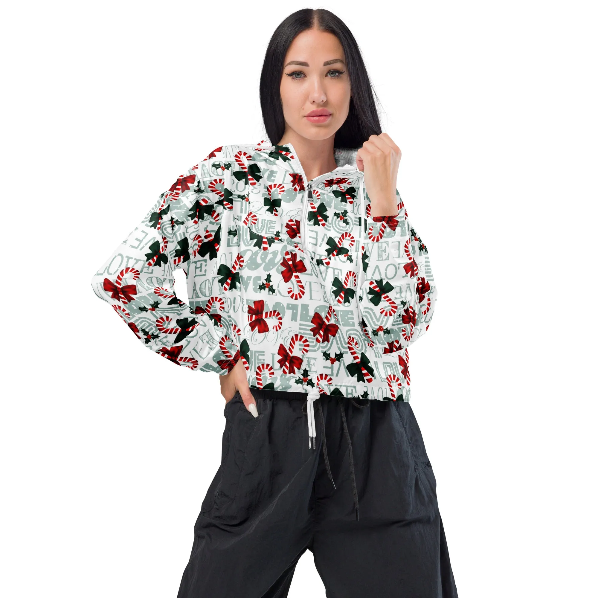 Happy Holidays Women’s cropped windbreaker