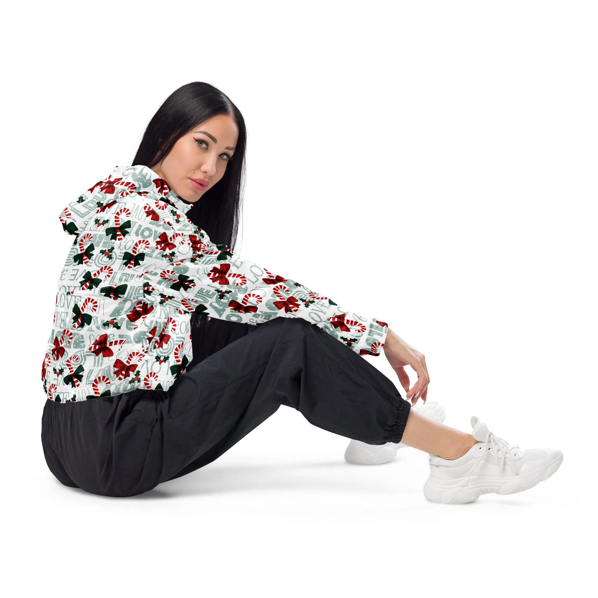 Happy Holidays Women’s cropped windbreaker