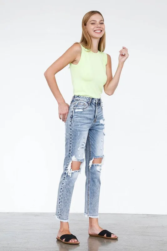 HIGH RISE STRAIGHT JEANS