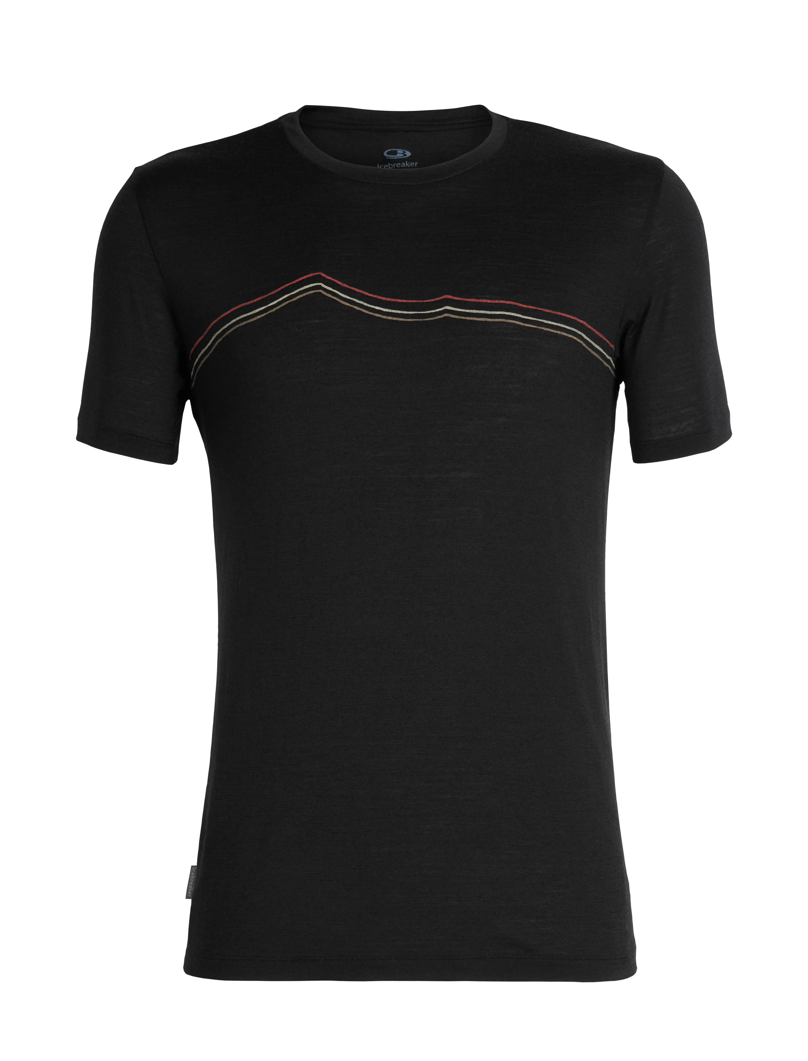 icebreaker Merino Men's 150 Tech Lite Short Sleeve Crewe  Rangitoto Triple T-Shirt - Black Orange