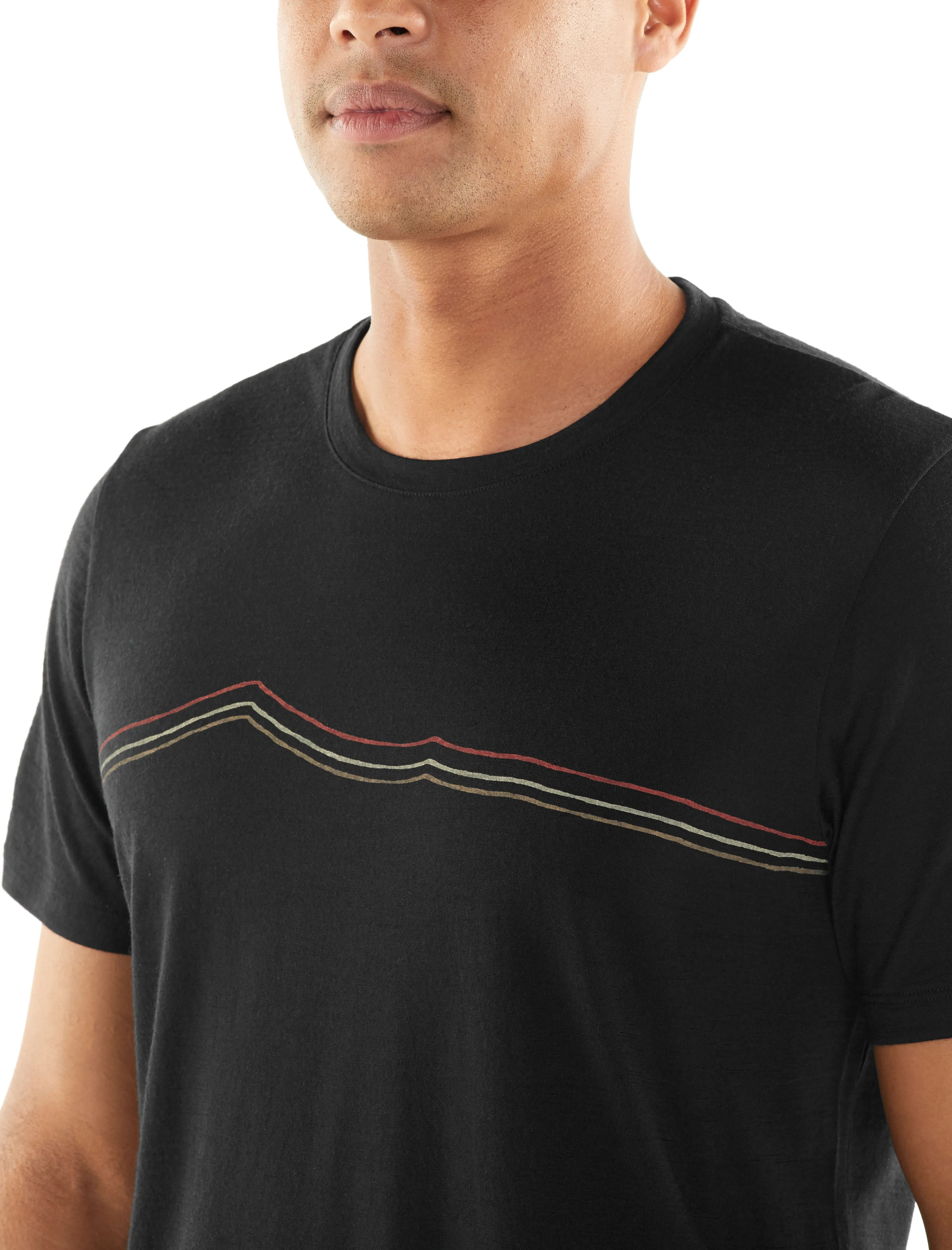 icebreaker Merino Men's 150 Tech Lite Short Sleeve Crewe  Rangitoto Triple T-Shirt - Black Orange