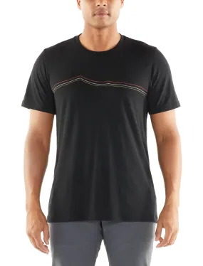 icebreaker Merino Men's 150 Tech Lite Short Sleeve Crewe  Rangitoto Triple T-Shirt - Black Orange