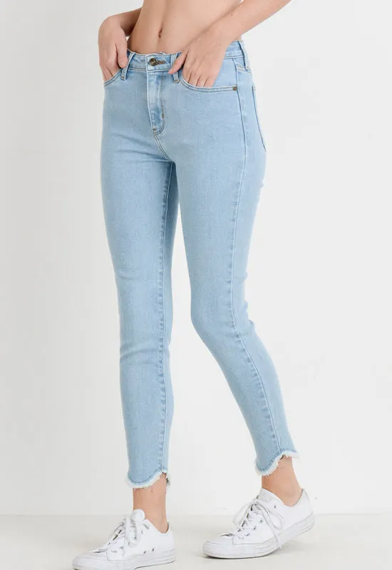 Just Black - Light Blue Denim Tulip Frayed Skinny Jeans