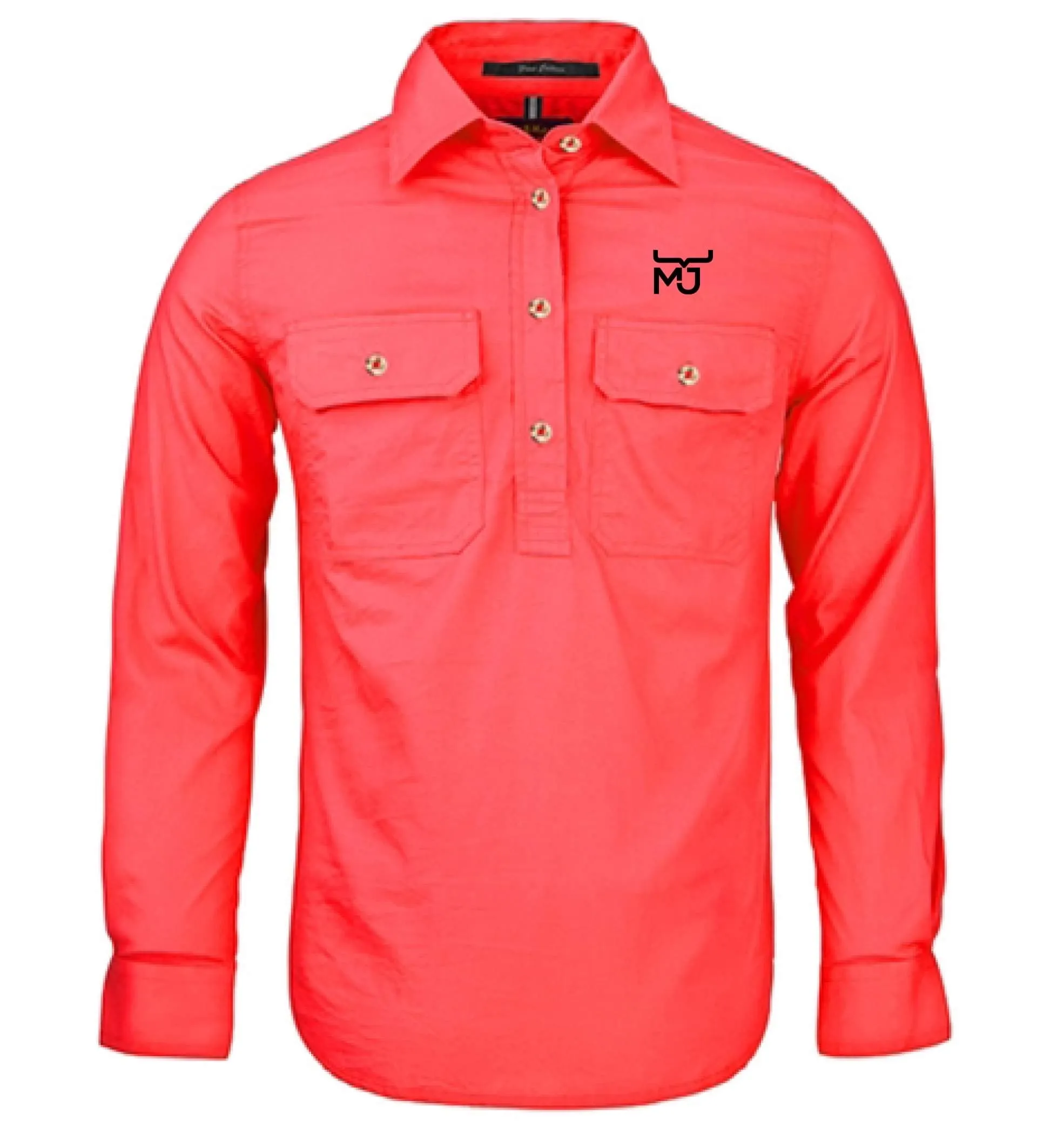 Ladies 1/2 Placket Long Sleeve Shirt