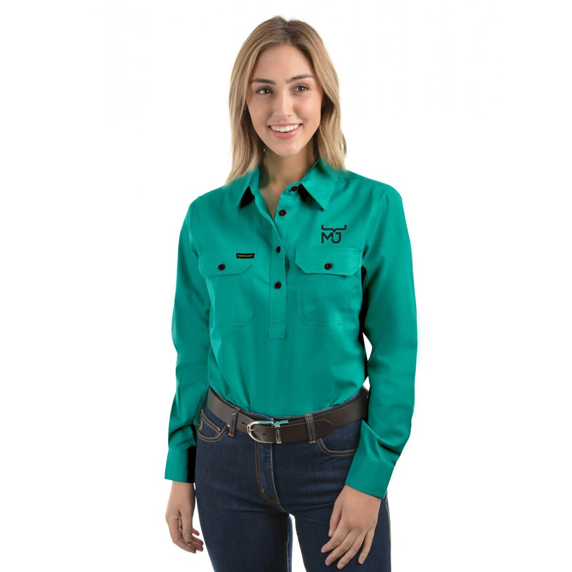 Ladies 1/2 Placket Long Sleeve Shirt