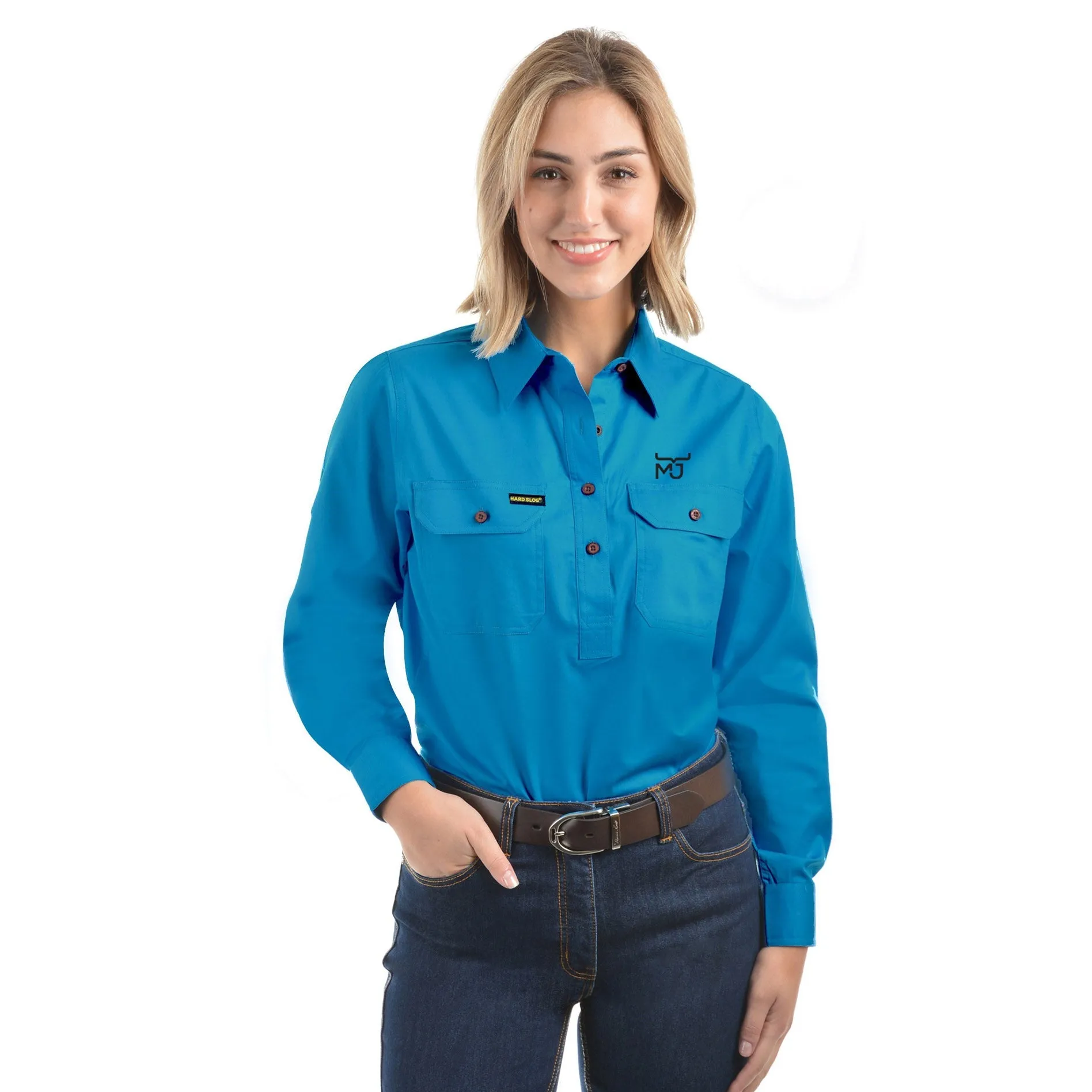 Ladies 1/2 Placket Long Sleeve Shirt