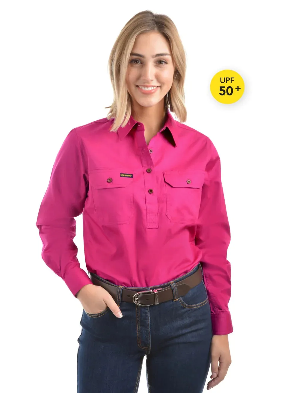 Ladies 1/2 Placket Long Sleeve Shirt