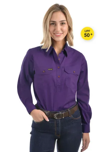 Ladies 1/2 Placket Long Sleeve Shirt