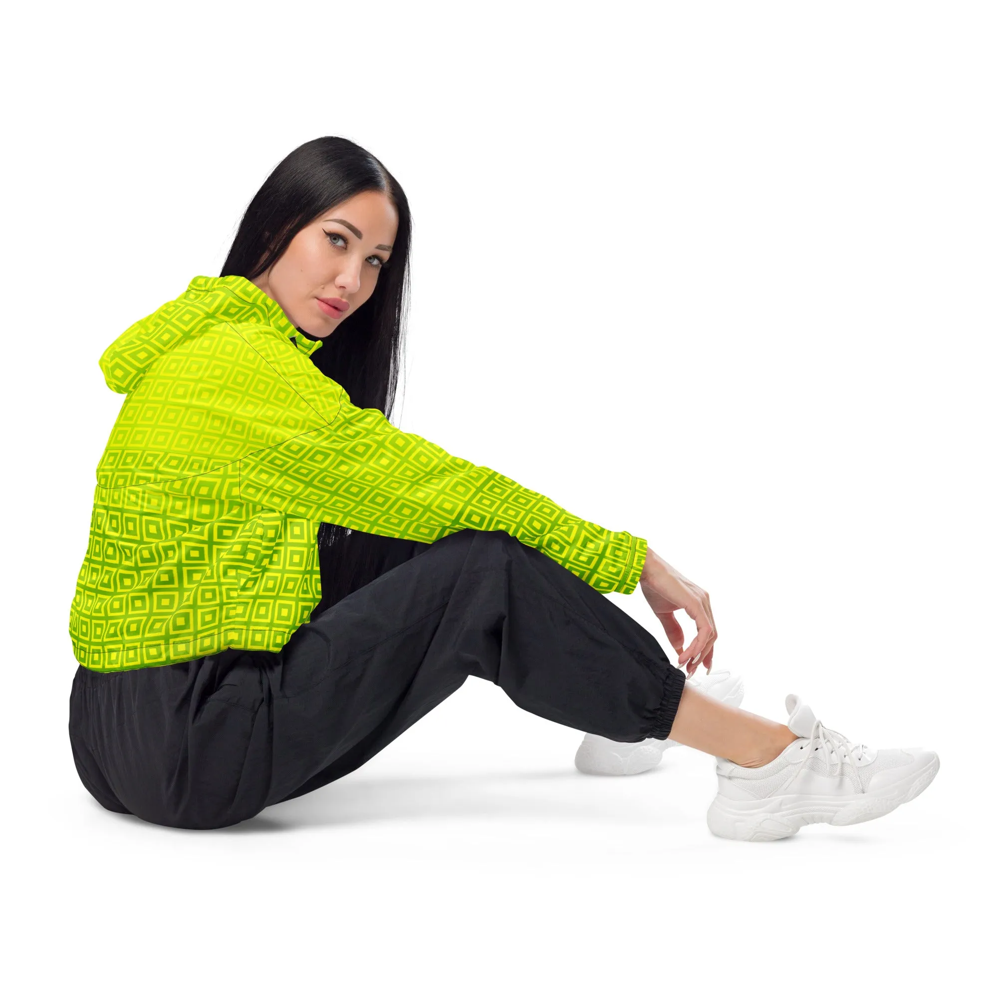 Lime Green Matrix Women’s cropped windbreaker