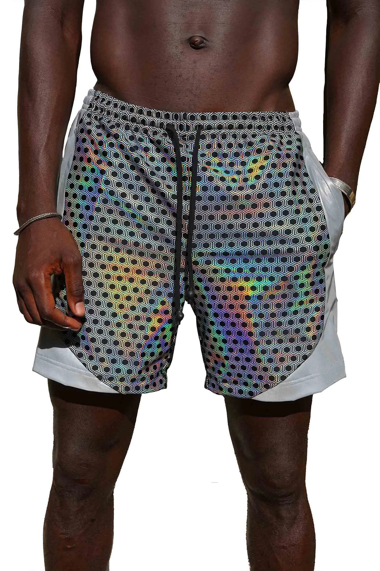 Machina Silver Metallic Shorts