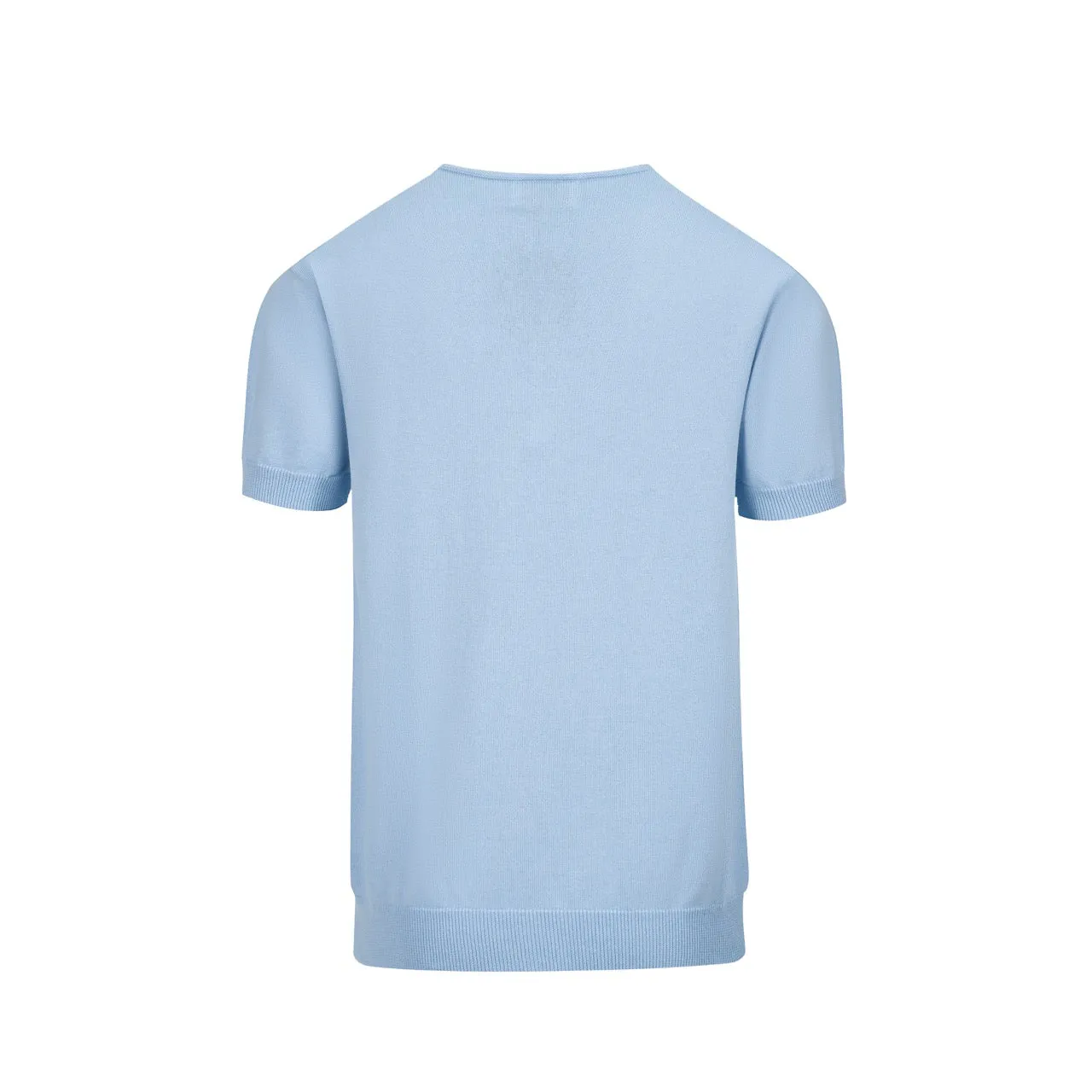 Men's blue knitted fringe washed torn T-shirt