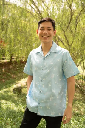 Men's Hawaiian Shirt - Blue Bamboo Pandas