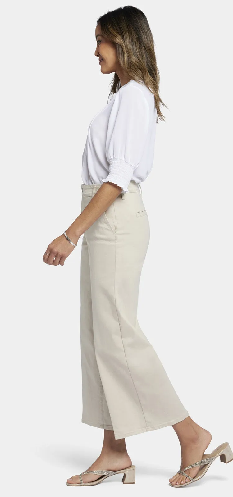 Mona Wide Leg Trouser Ankle Jeans Beige Gekleurde Denim | Feather