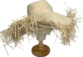 OutDazl Beige Oversized Rafia Hat One Size