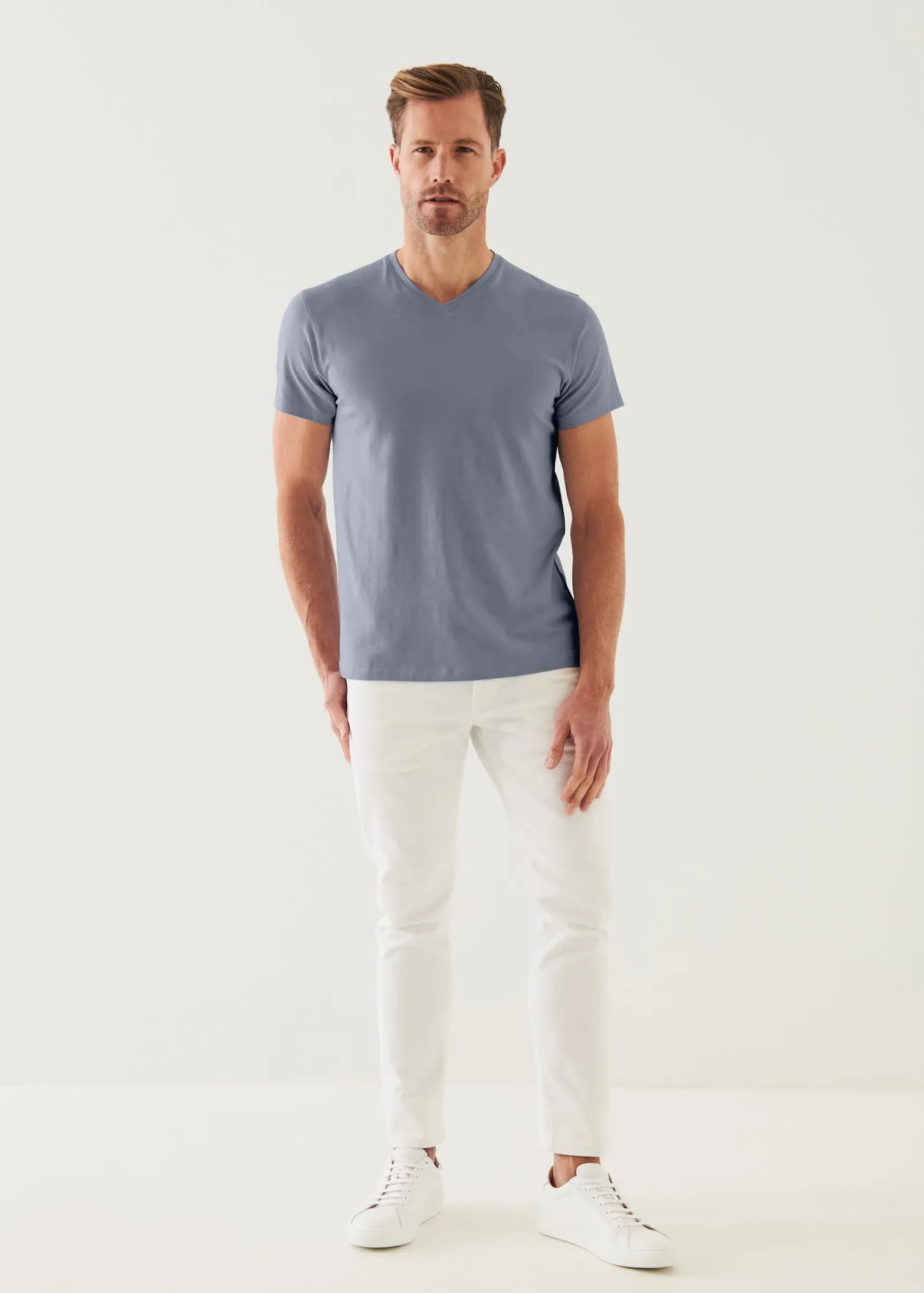 PIMA COTTON STRETCH V-NECK T-SHIRT