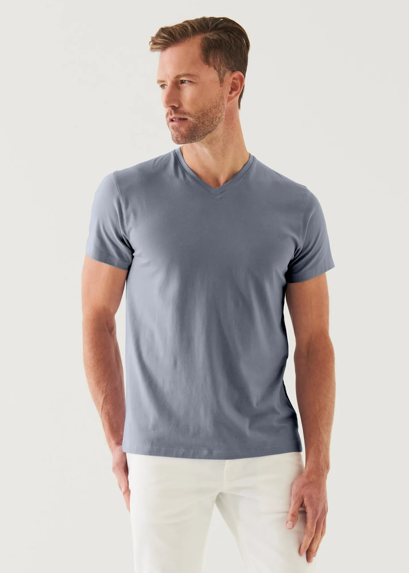 PIMA COTTON STRETCH V-NECK T-SHIRT