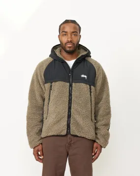 Sherpa Paneled Hooded Jacket in Stone